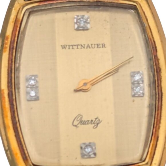 Wittnauer Vintage Mens Quartz Watch With Diamonds Missing Buckle On Strap - Picture 3 of 8